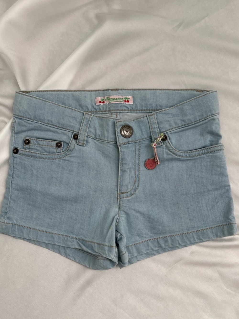 Bonpoint Light Wash Denim Shorties with Charm